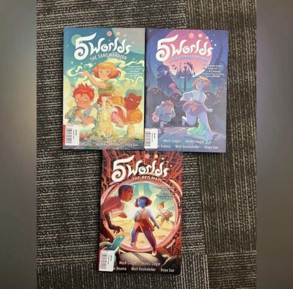 5 Worlds Graphic Novels: The Sand Warrior, The Cobalt Prince, and The Red Maze